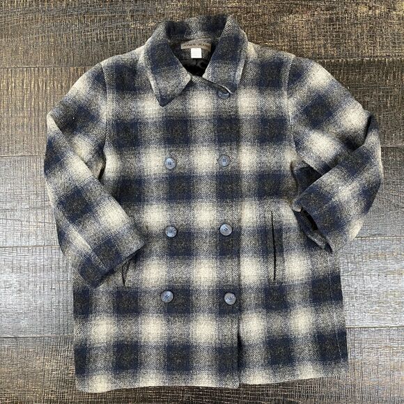 Jones Jeans New York Wool Blend Blue Collar Jacket Coat Women's Size XL
